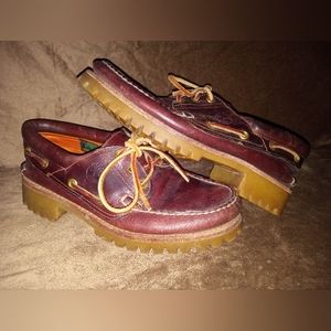 Vintage Timberland Mens 7m Leather 3-Eye Classic Lug Shoes/boat shoes